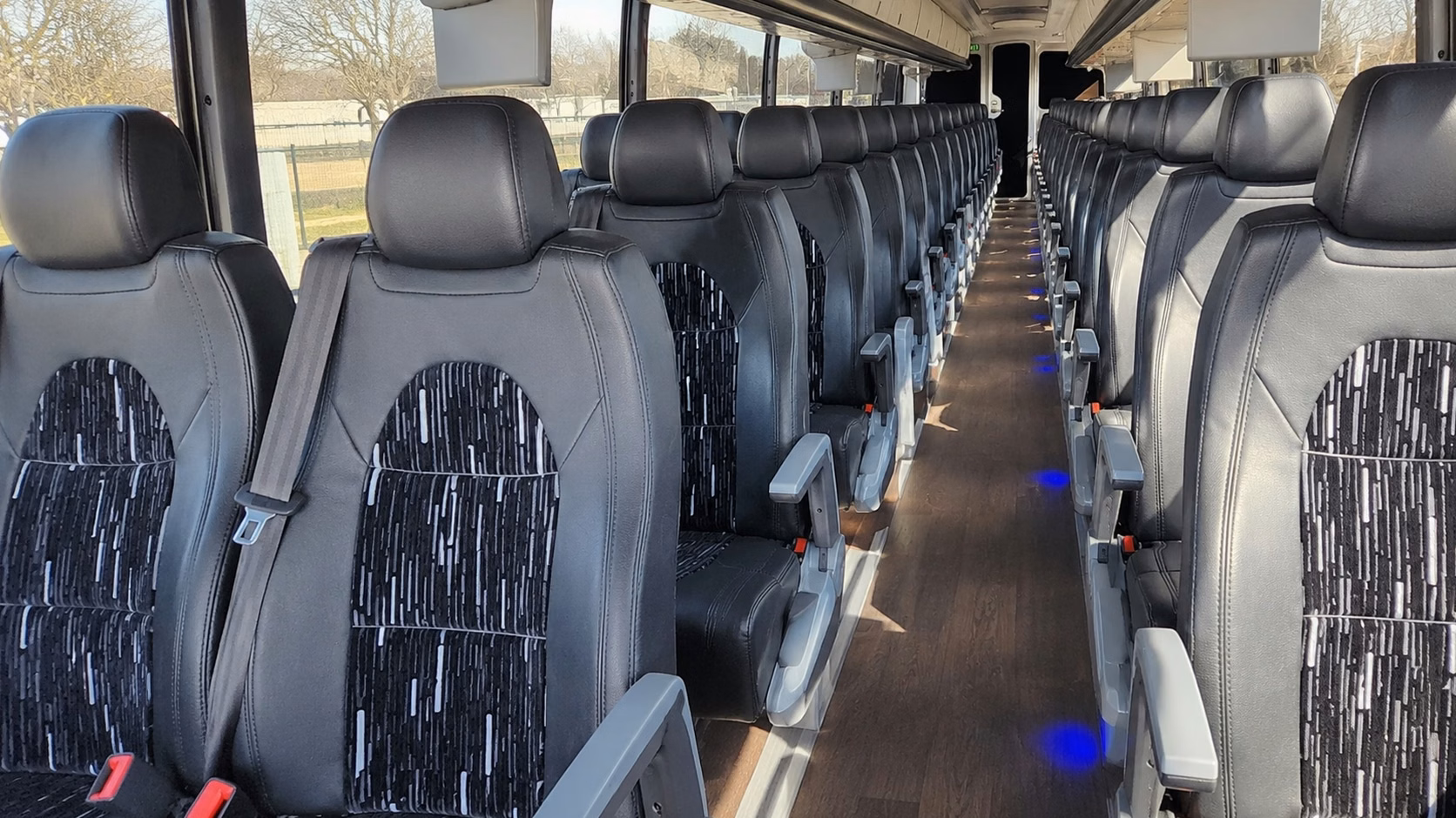 newark charter bus rental interior
